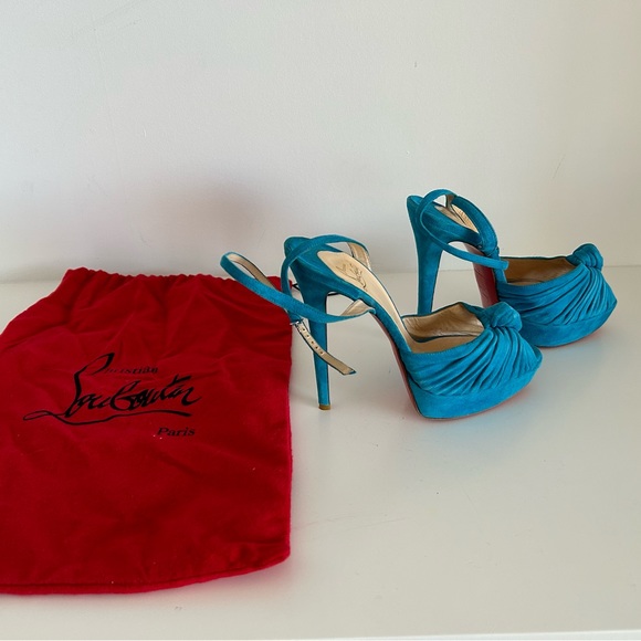Christian Louboutin Blue Suede Greissimo platform sandals - Picture 9 of 15